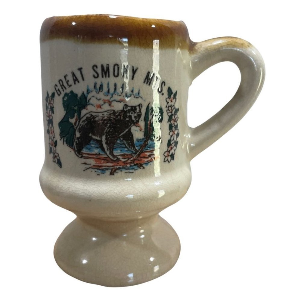 Shot Glass Mini Pedestal‎ Stein Great Smokey Mountains Tennessee Bear Tourist